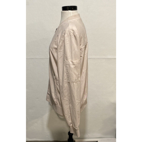 Hinge Women's Blush Zip Front 3 Pockets Lightweight Bomber Jacket Sz 1 - Picture 2 of 7